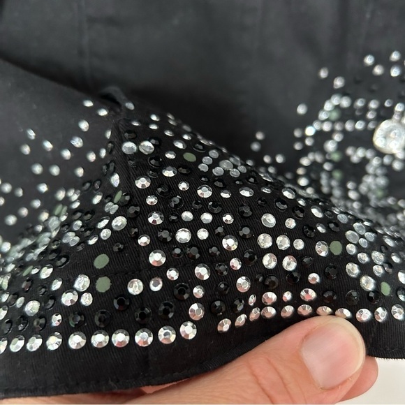 Quaker Factory Womens Rhinestone Bling Jean Jacket Size XS Black - Picture 6 of 7